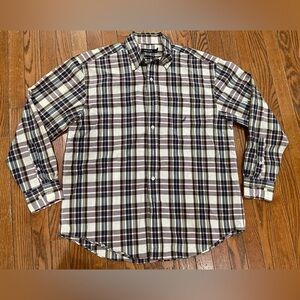 Nautica Men's Plaid Shirt - Brown and White